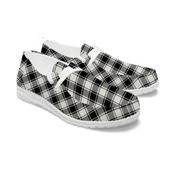 ScotsTee Shop Scottish McFie Black & White Ancient Tartan Plaid Canvas Loafer Shoes