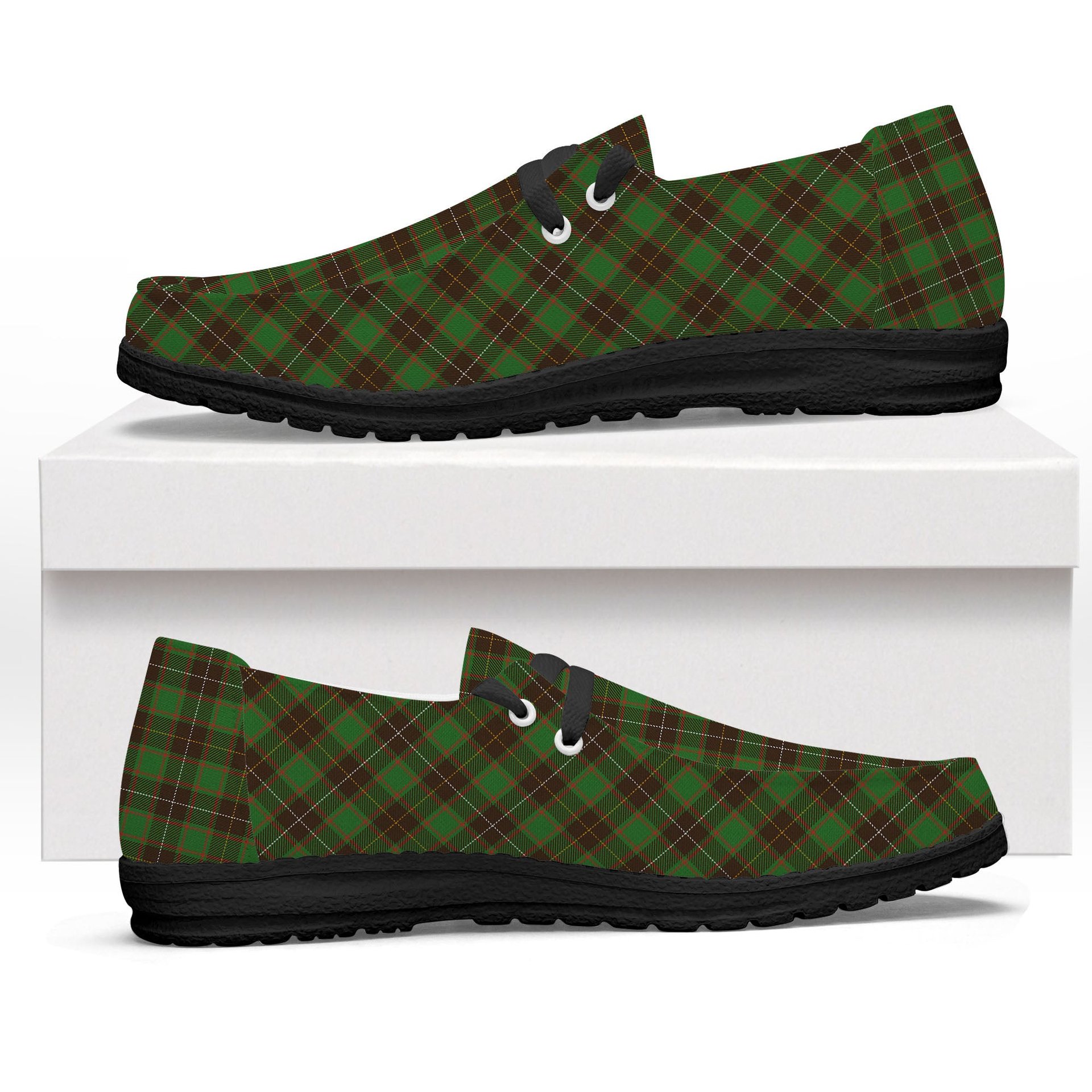 ScotsTee Shop Scottish McPhee Hunting Ancient Tartan Plaid Canvas Loafer Shoes