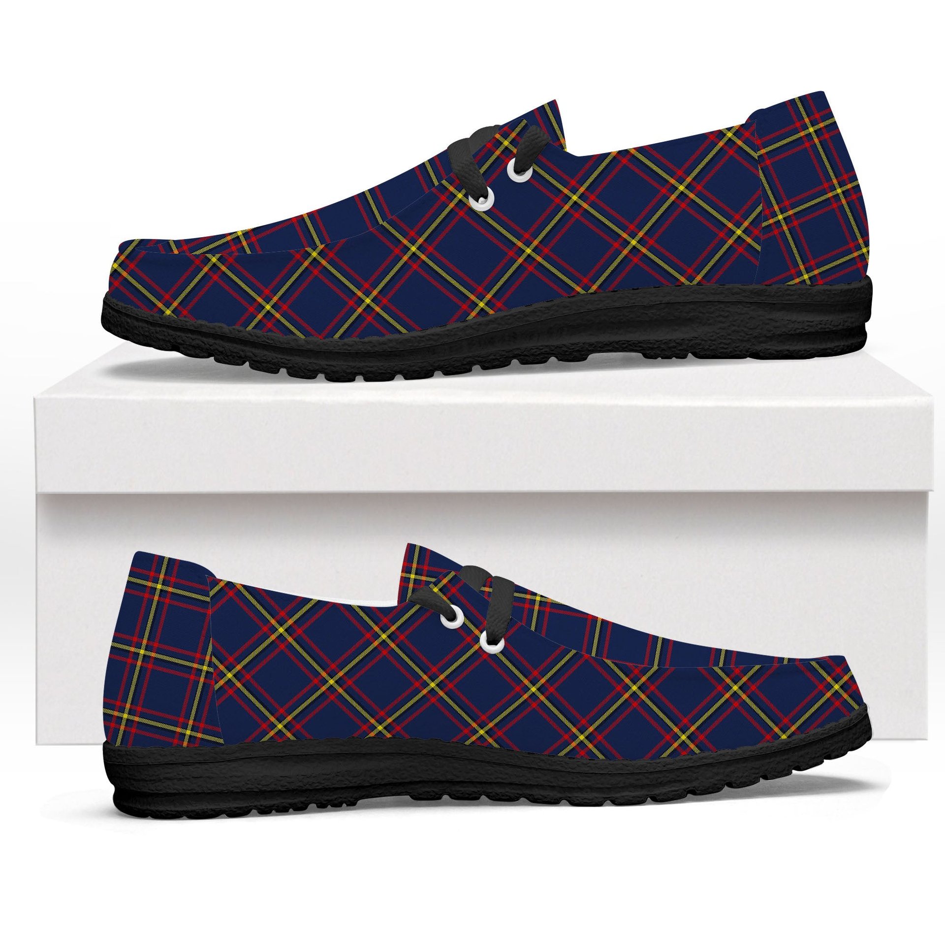 ScotsTee Shop Scottish McLaine of Lochbuie Hunting Modern Tartan Plaid Canvas Loafer Shoes