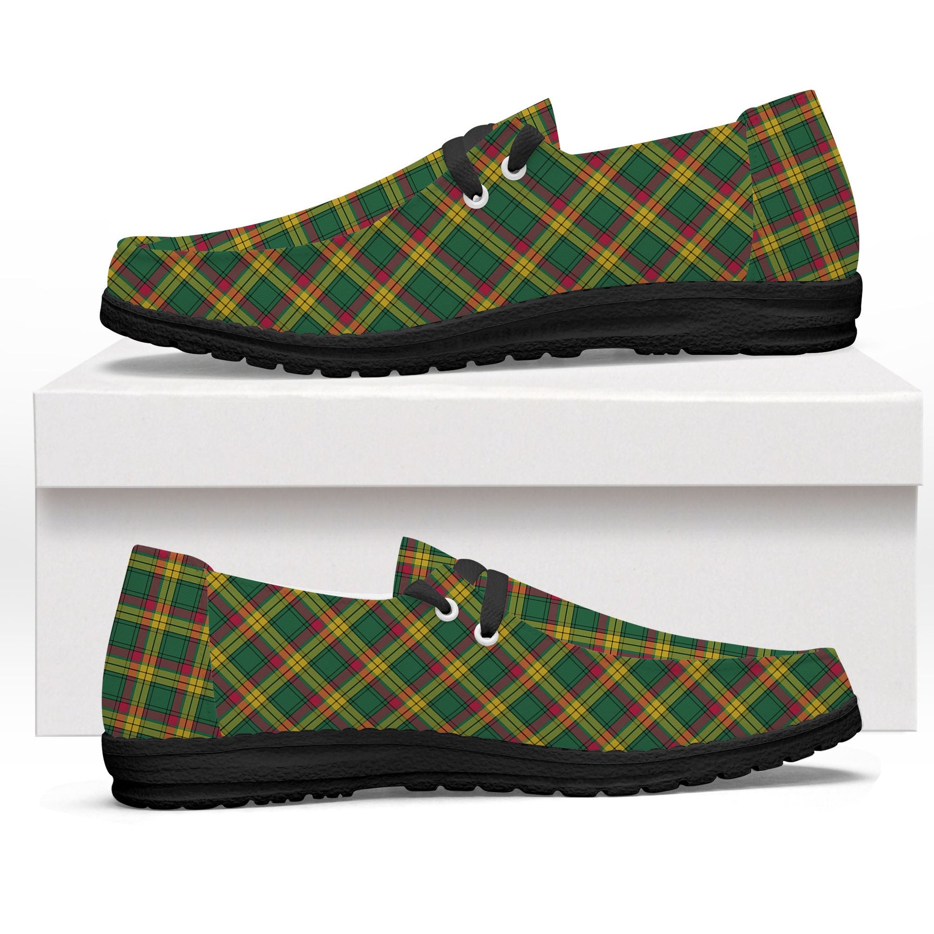 ScotsTee Shop Scottish McMillan Old Ancient Tartan Plaid Canvas Loafer Shoes