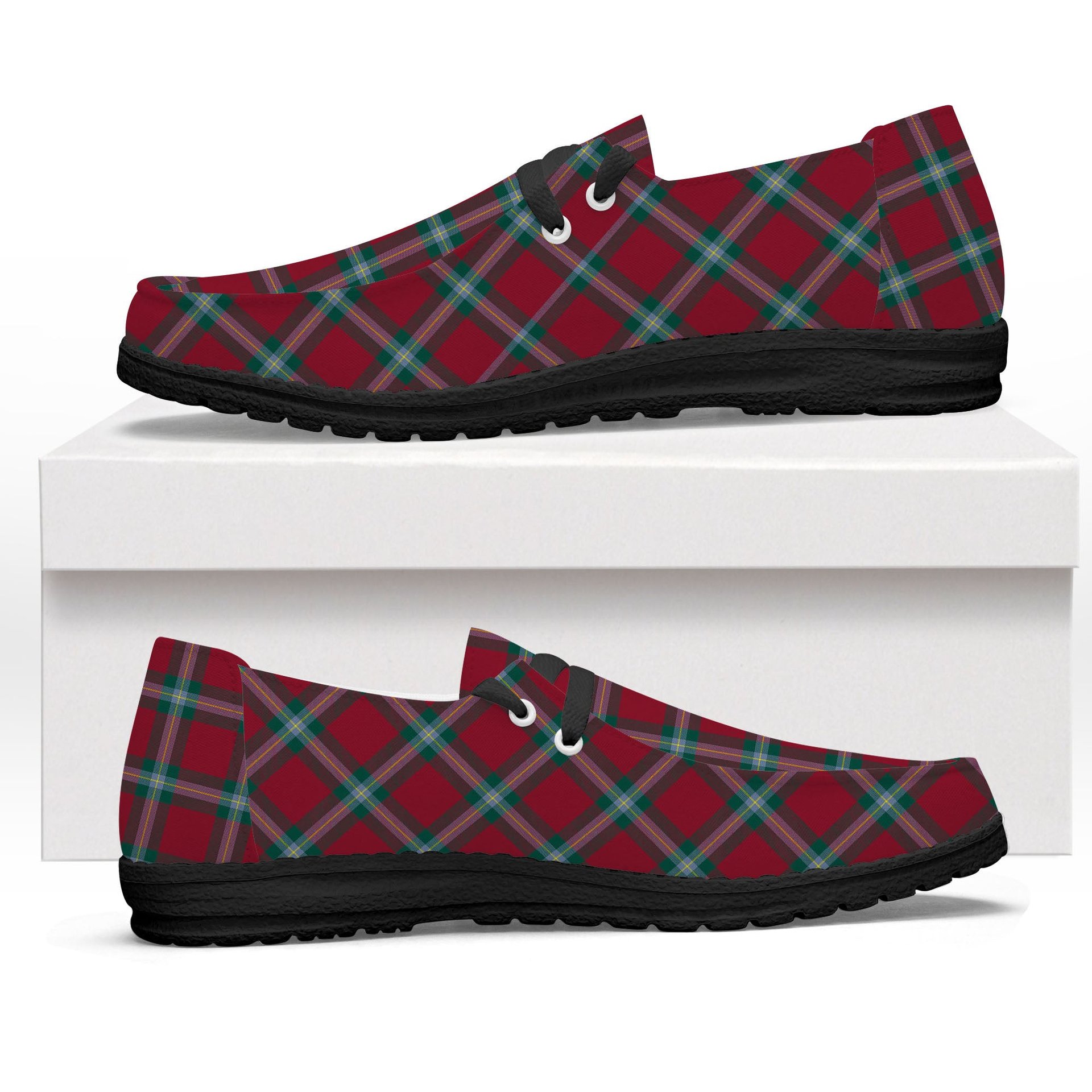 ScotsTee Shop Scottish McLaine of Loch Buie Modern Tartan Plaid Canvas Loafer Shoes