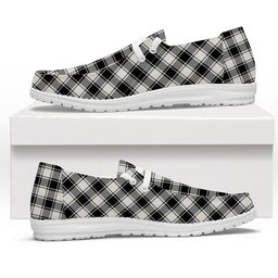 ScotsTee Shop Scottish McPhee B&W Ancient Tartan Plaid Canvas Loafer Shoes