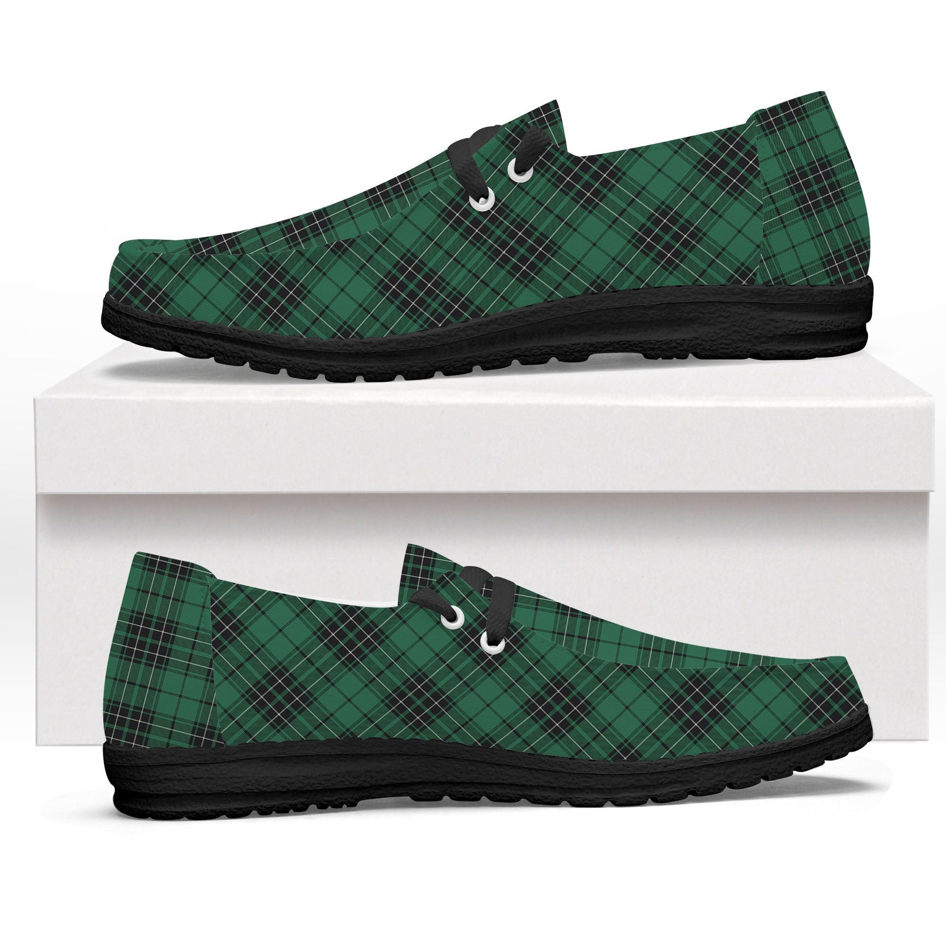 ScotsTee Shop Scottish McLean Hunting Ancient Tartan Plaid Canvas Loafer Shoes