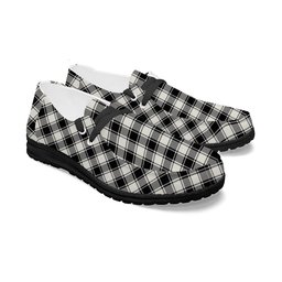 ScotsTee Shop Scottish McPhee B&W Modern Tartan Plaid Canvas Loafer Shoes