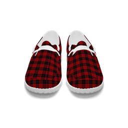 ScotsTee Shop Scottish McLeod Black and Red Tartan Plaid Canvas Loafer Shoes