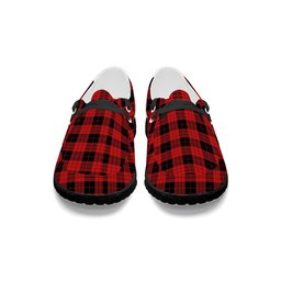 ScotsTee Shop Scottish McLeod Black and Red Modern Tartan Plaid Canvas Loafer Shoes