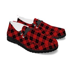 ScotsTee Shop Scottish McLeod Black and Red Modern Tartan Plaid Canvas Loafer Shoes