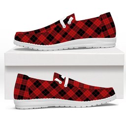 ScotsTee Shop Scottish McLeod Black and Red Modern Tartan Plaid Canvas Loafer Shoes