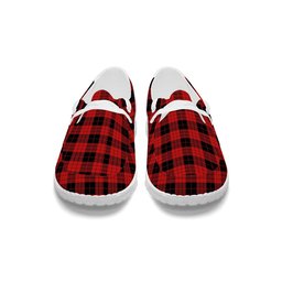 ScotsTee Shop Scottish McLeod Black and Red Modern Tartan Plaid Canvas Loafer Shoes