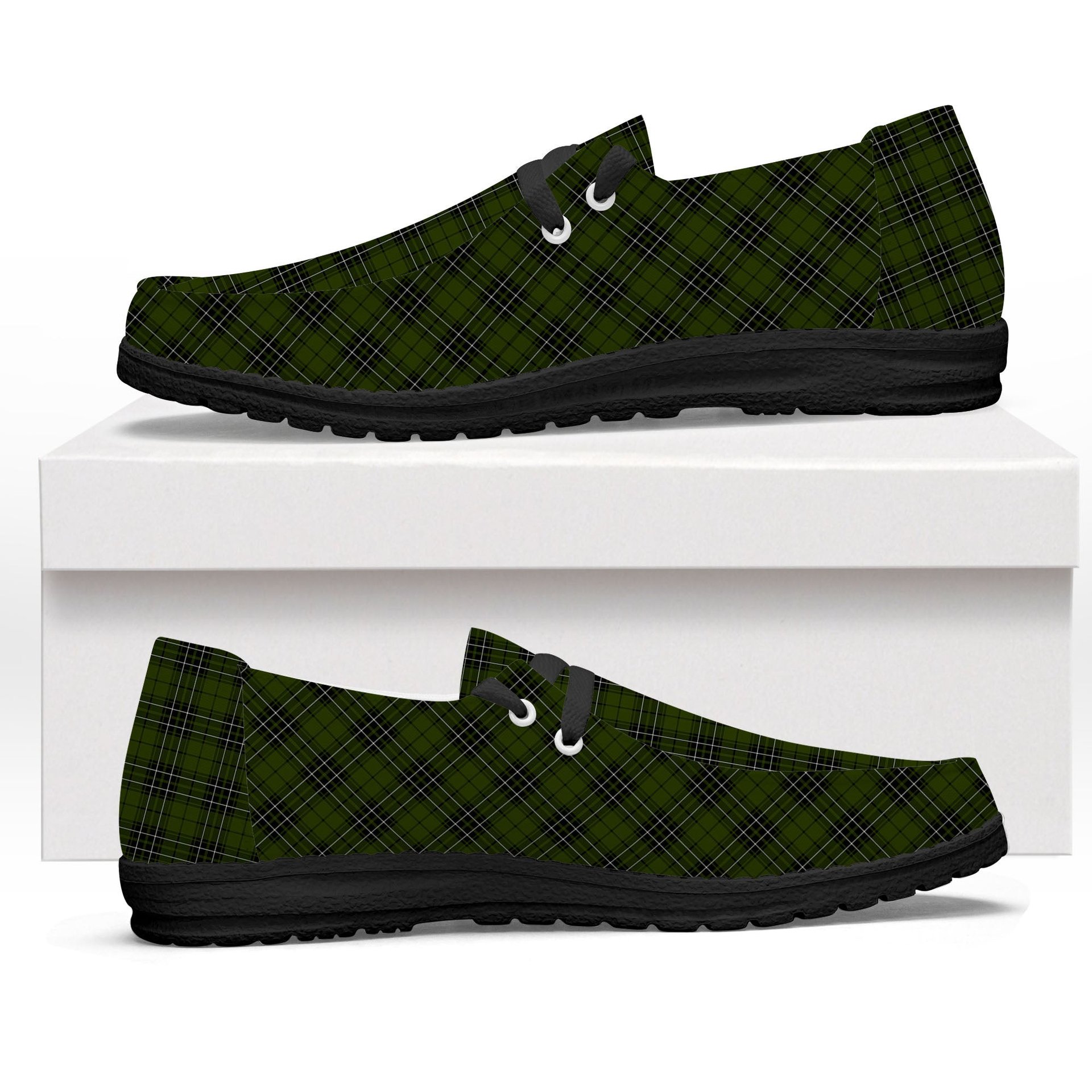 ScotsTee Shop Scottish McLean Hunting Tartan Plaid Canvas Loafer Shoes