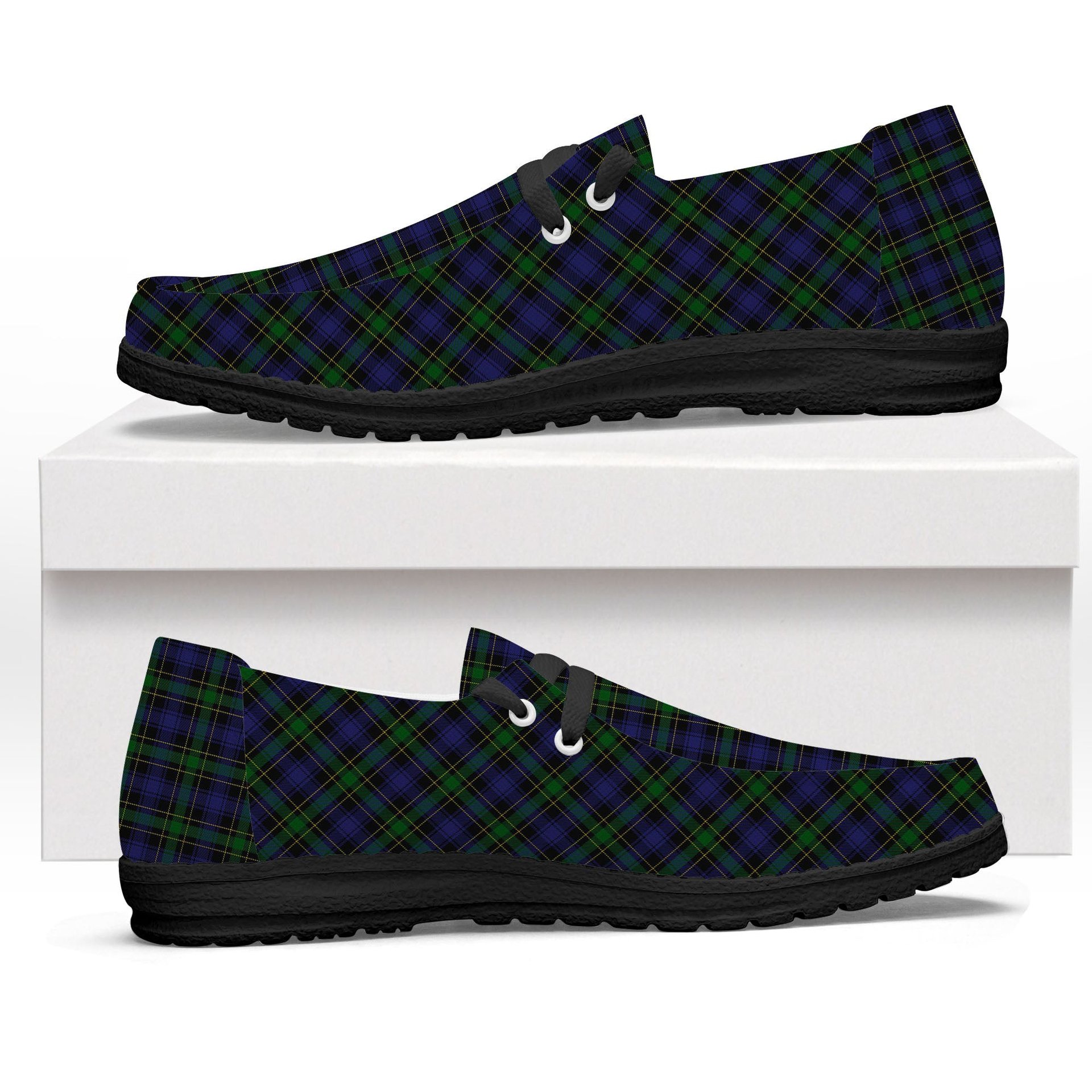 ScotsTee Shop Scottish Mowat Clans Originaux Tartan Plaid Canvas Loafer Shoes