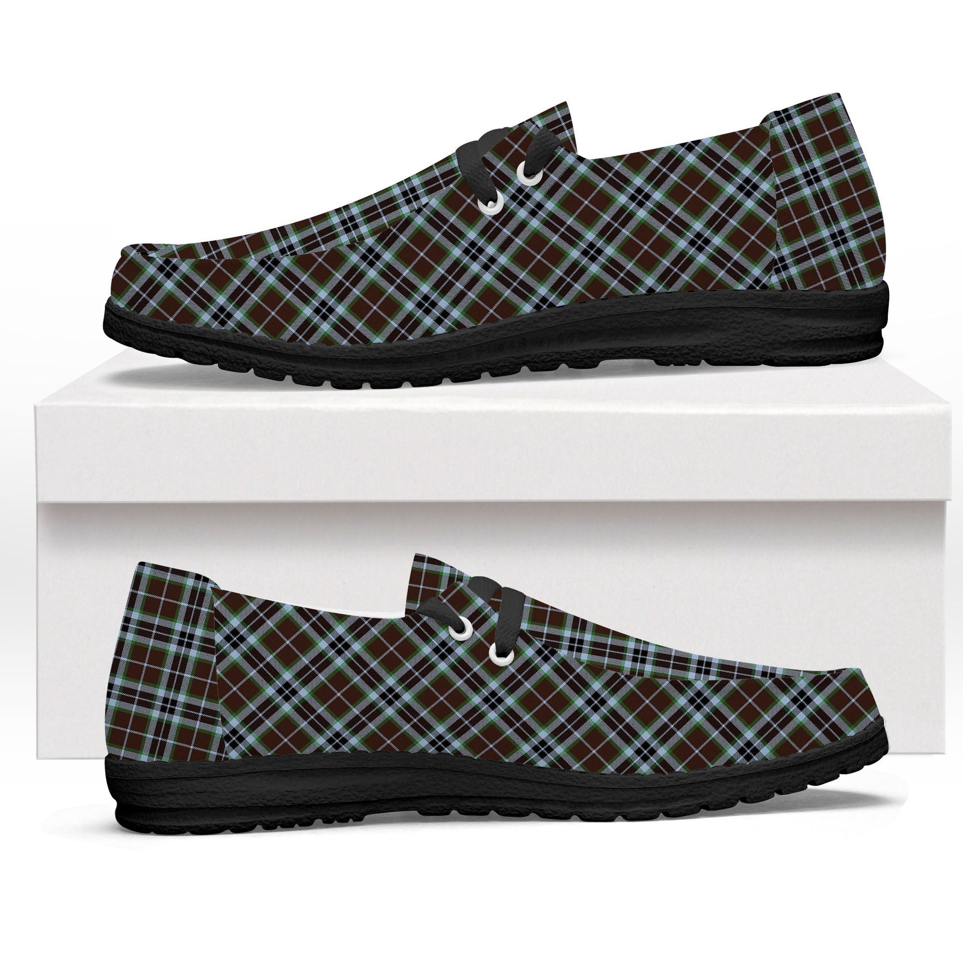 ScotsTee Shop Scottish McThomas Hunting Modern Tartan Plaid Canvas Loafer Shoes