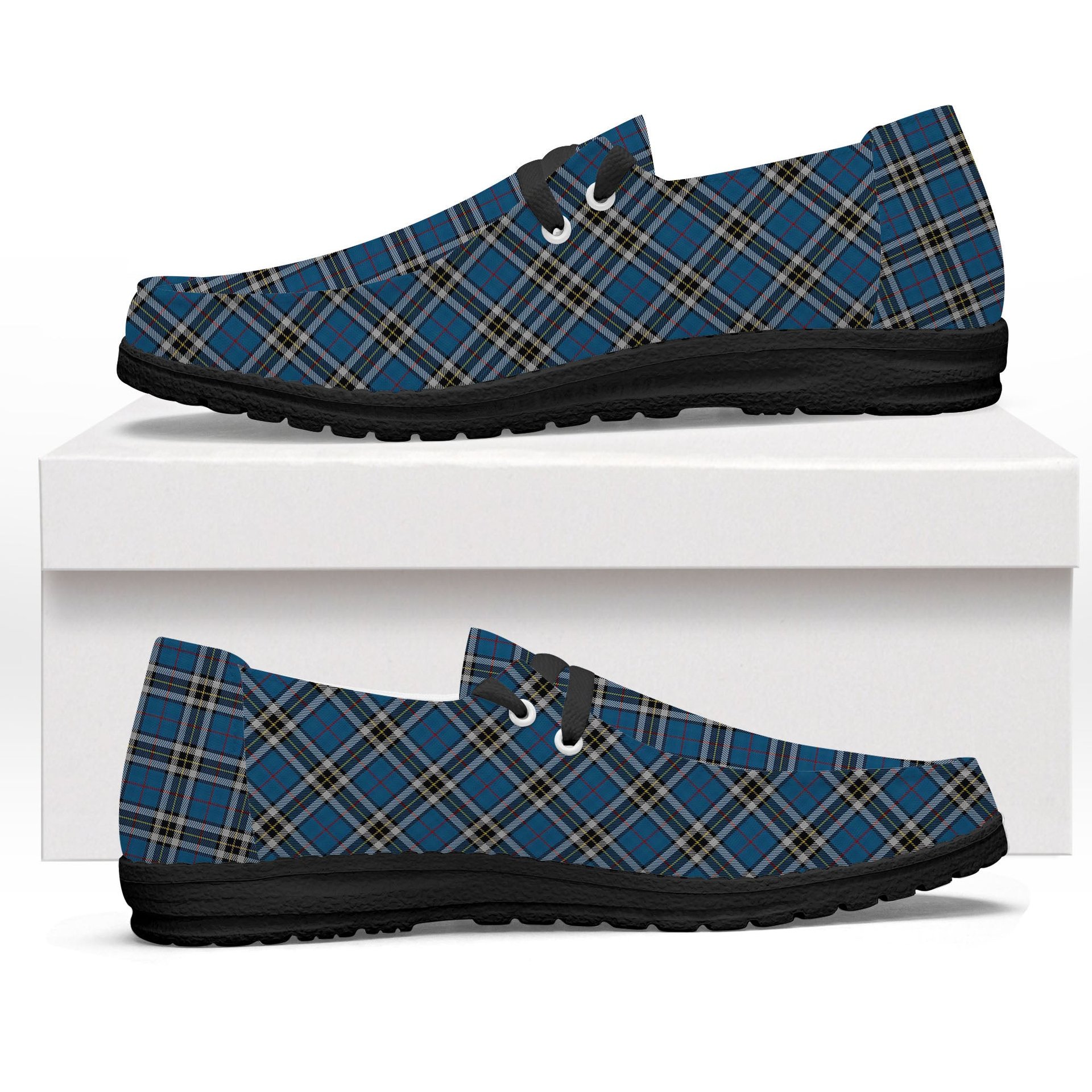 ScotsTee Shop Scottish Thompson Dress Blue Tartan Plaid Canvas Loafer Shoes