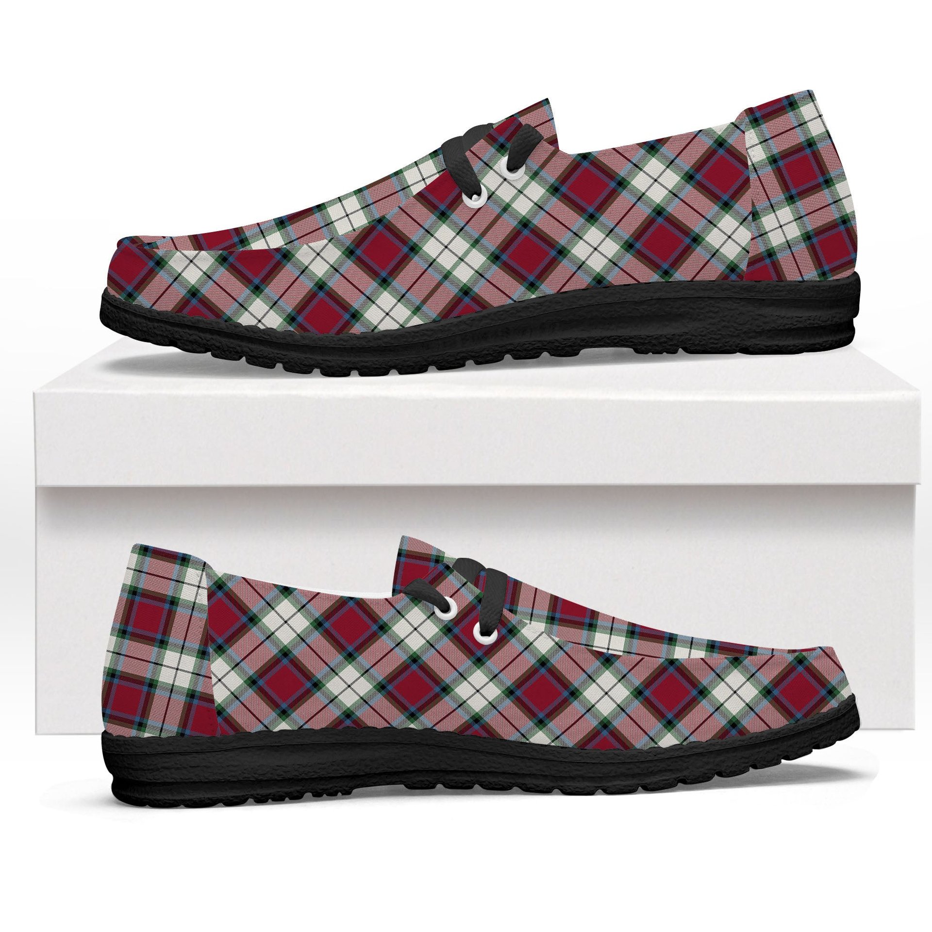 ScotsTee Shop Scottish Rose Dress Modern Tartan Plaid Canvas Loafer Shoes