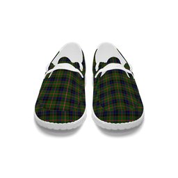 ScotsTee Shop Scottish Reid Green Tartan Plaid Canvas Loafer Shoes