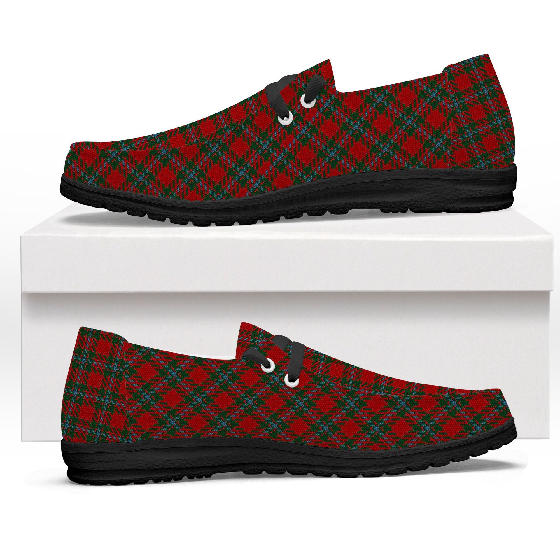 ScotsTee Shop Scottish Moray of Abercairney Tartan Plaid Canvas Loafer Shoes