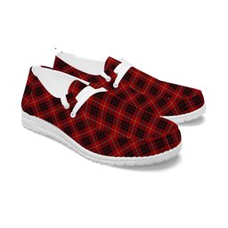 ScotsTee Shop Scottish Monroe Black and Red Tartan Plaid Canvas Loafer Shoes