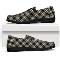 ScotsTee Shop Scottish Menzies Black & White Ancient Tartan Plaid Canvas Loafer Shoes
