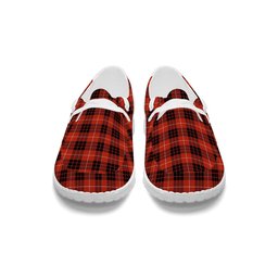 ScotsTee Shop Scottish Monroe Black and Red Ancient Tartan Plaid Canvas Loafer Shoes