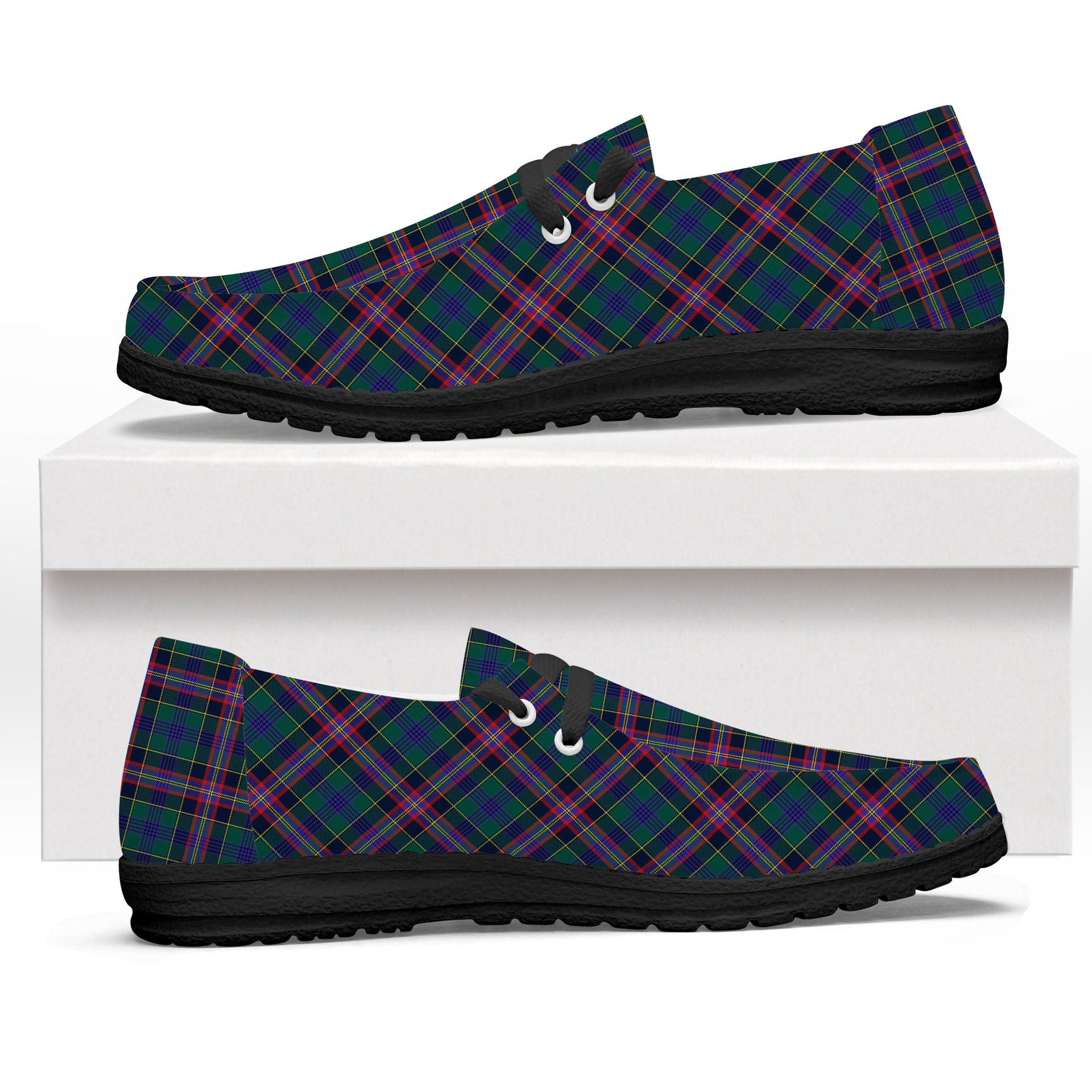 ScotsTee Shop Scottish Pitcairn Hunting Modern Tartan Plaid Canvas Loafer Shoes