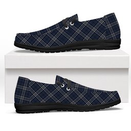 ScotsTee Shop Scottish Navy Formal Dress Tartan Plaid Canvas Loafer Shoes