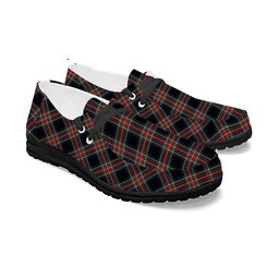 ScotsTee Shop Scottish Stewart Black Modern Tartan Plaid Canvas Loafer Shoes