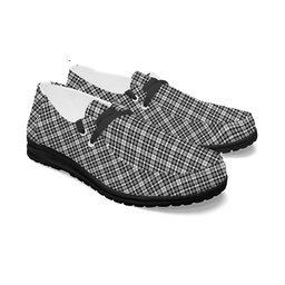 ScotsTee Shop Scottish Scott Black and White Modern Tartan Plaid Canvas Loafer Shoes