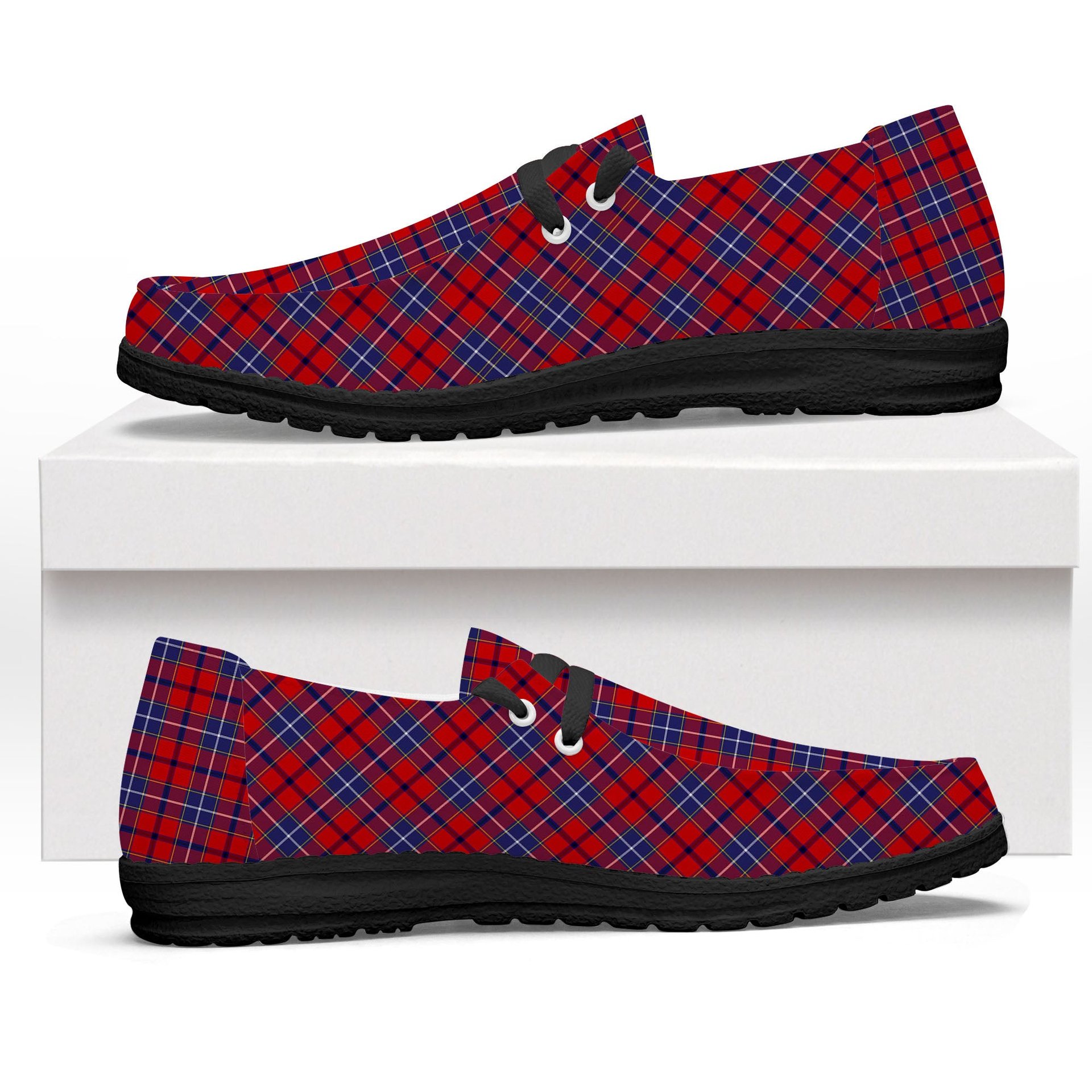 ScotsTee Shop Scottish Wishart Tartan Plaid Canvas Loafer Shoes