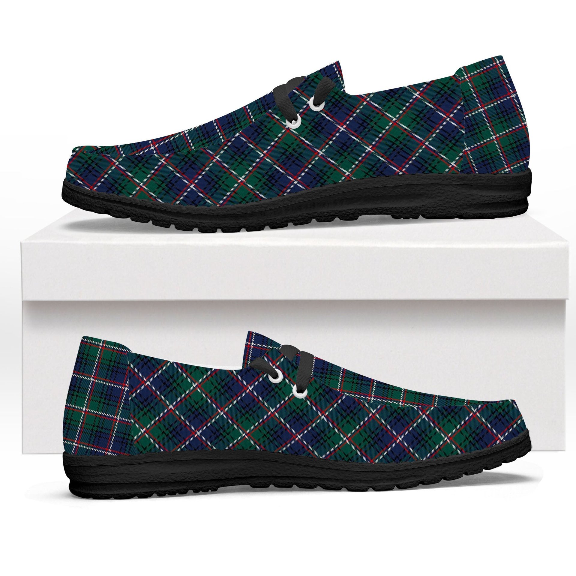 ScotsTee Shop Scottish Shaw of Carolina Modern Tartan Plaid Canvas Loafer Shoes