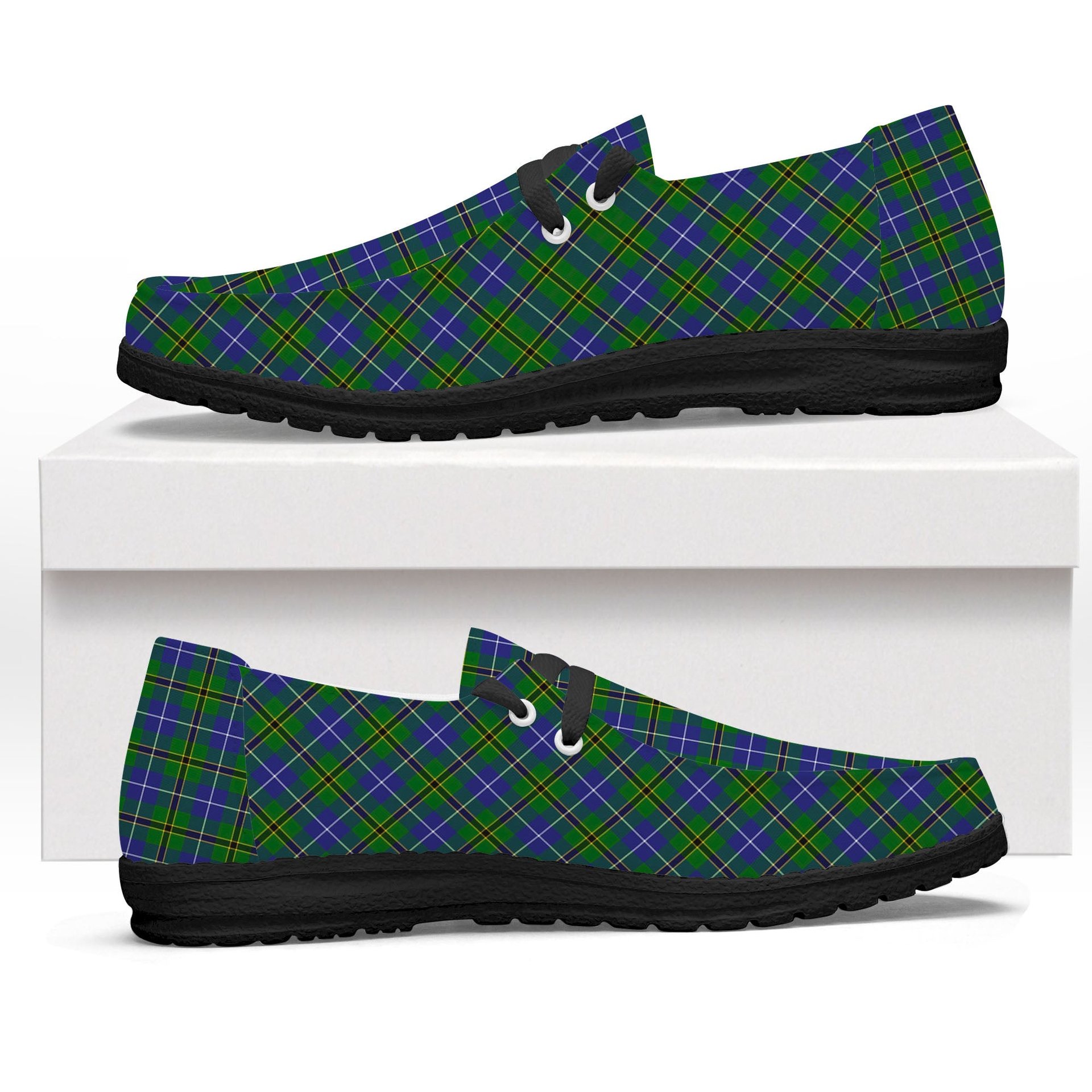 ScotsTee Shop Scottish Turnbull Hunting SC Tartan Plaid Canvas Loafer Shoes