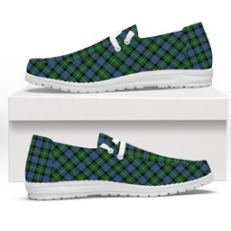 ScotsTee Shop Scottish Sinclair of Ulster Ancient Tartan Plaid Canvas Loafer Shoes
