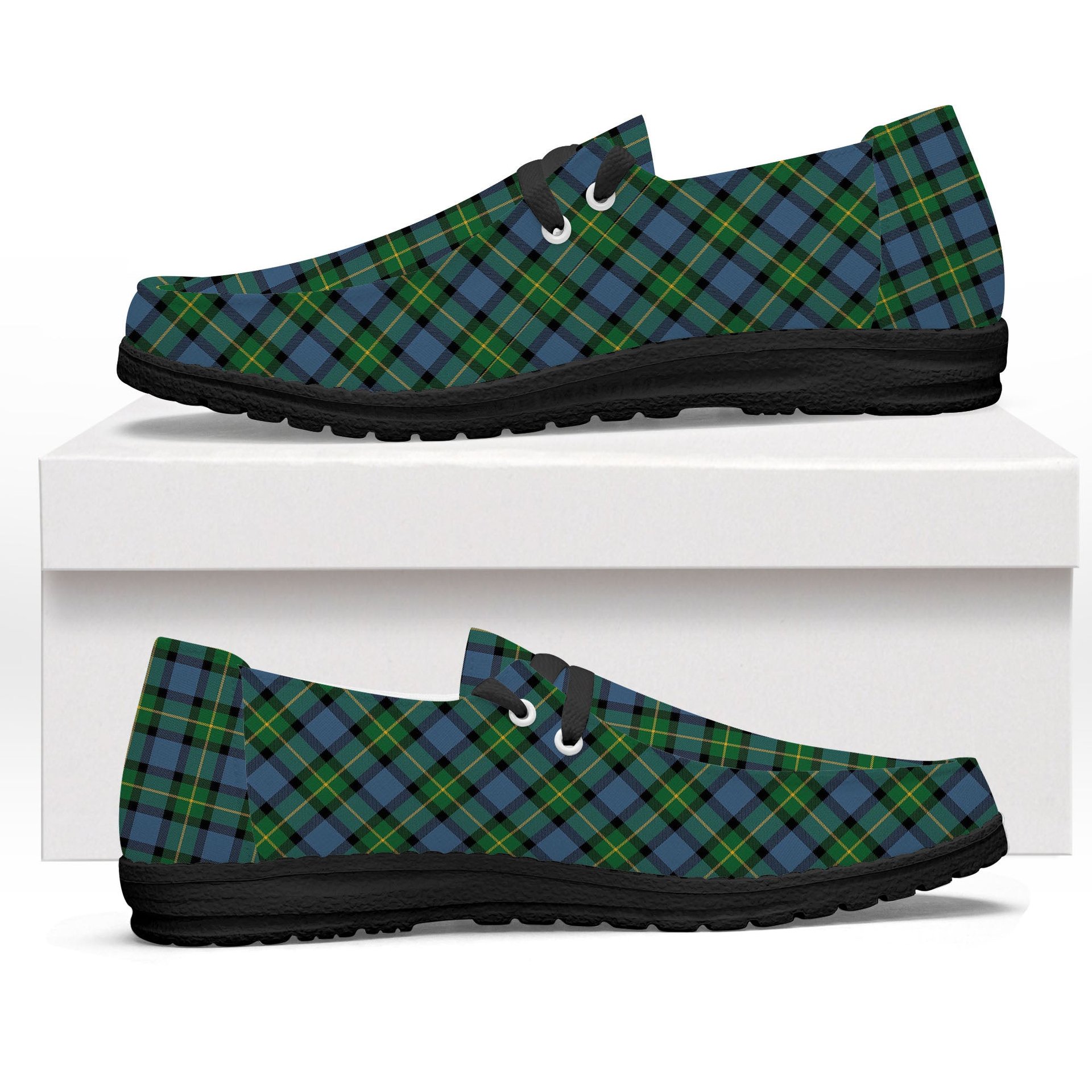 ScotsTee Shop Scottish Sinclair of Ulster Ancient Tartan Plaid Canvas Loafer Shoes