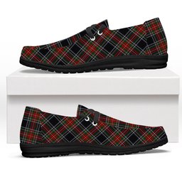 ScotsTee Shop Scottish Stewart Black Tartan Plaid Canvas Loafer Shoes
