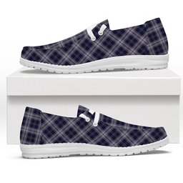 ScotsTee Shop Scottish Yokohama Takashimaya Blue Tartan Plaid Canvas Loafer Shoes