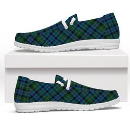 ScotsTee Shop Scottish Stevenson Hunting Red Stripe Tartan Plaid Canvas Loafer Shoes