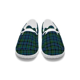 ScotsTee Shop Scottish Stevenson Hunting Red Stripe Tartan Plaid Canvas Loafer Shoes