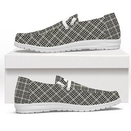 ScotsTee Shop Scottish Scott Black and White Ancient Tartan Plaid Canvas Loafer Shoes