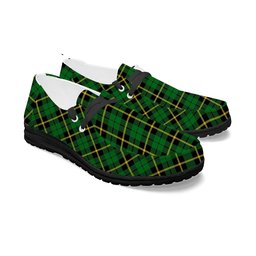ScotsTee Shop Scottish Wallace Hunting Green Tartan Plaid Canvas Loafer Shoes