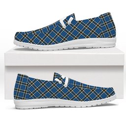 ScotsTee Shop Scottish Thomson Blue Modern Clan Tartan Plaid Canvas Loafer Shoes