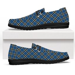 ScotsTee Shop Scottish Thomson Blue Modern Clan Tartan Plaid Canvas Loafer Shoes