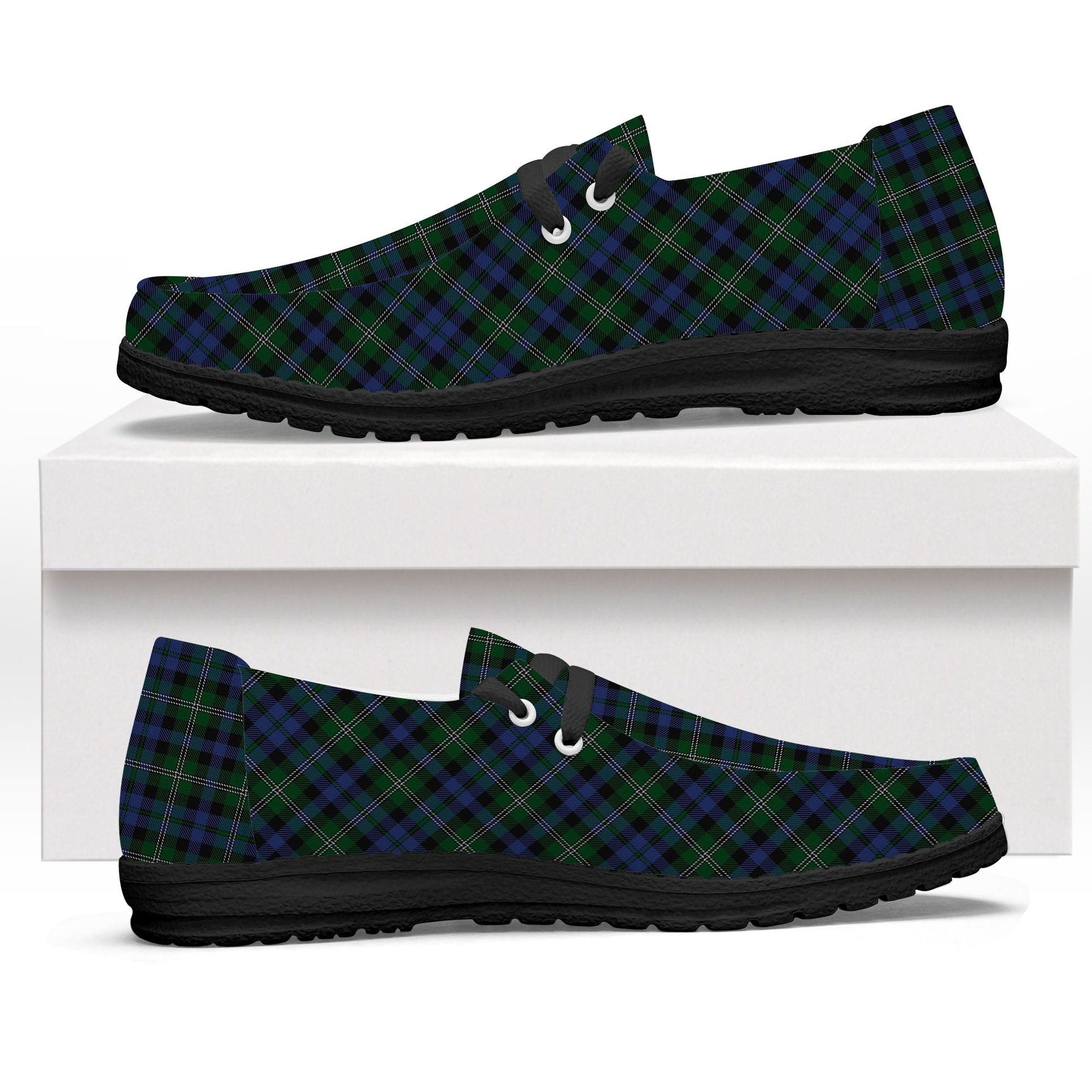 ScotsTee Shop Scottish Stevenson Hunting Tartan Plaid Canvas Loafer Shoes