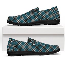 ScotsTee Shop Scottish Thompson Society Dress Blue Ancient Tartan Plaid Canvas Loafer Shoes