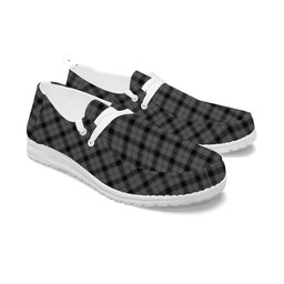 ScotsTee Shop Scottish Scott Black and White Tartan Plaid Canvas Loafer Shoes