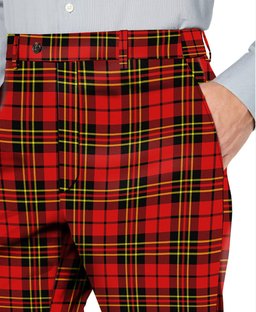 ScotsTee Shop Scottish Brodie Red Modern Men's Tartan Trousers Plaid Trews - Regular Fit