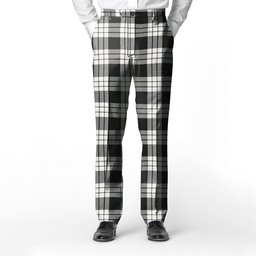 ScotsTee Shop Scottish McFarland Black White Men's Tartan Trousers Plaid Trews - Regular Fit