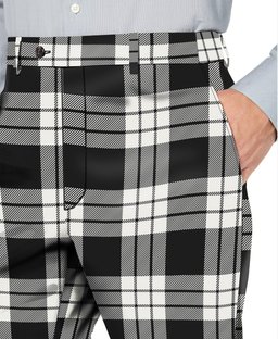 ScotsTee Shop Scottish McFarland Black White Men's Tartan Trousers Plaid Trews - Regular Fit