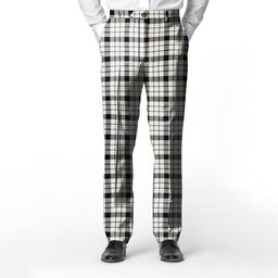 ScotsTee Shop Scottish McFarland Black White Modern Men's Tartan Trousers Plaid Trews - Regular Fit