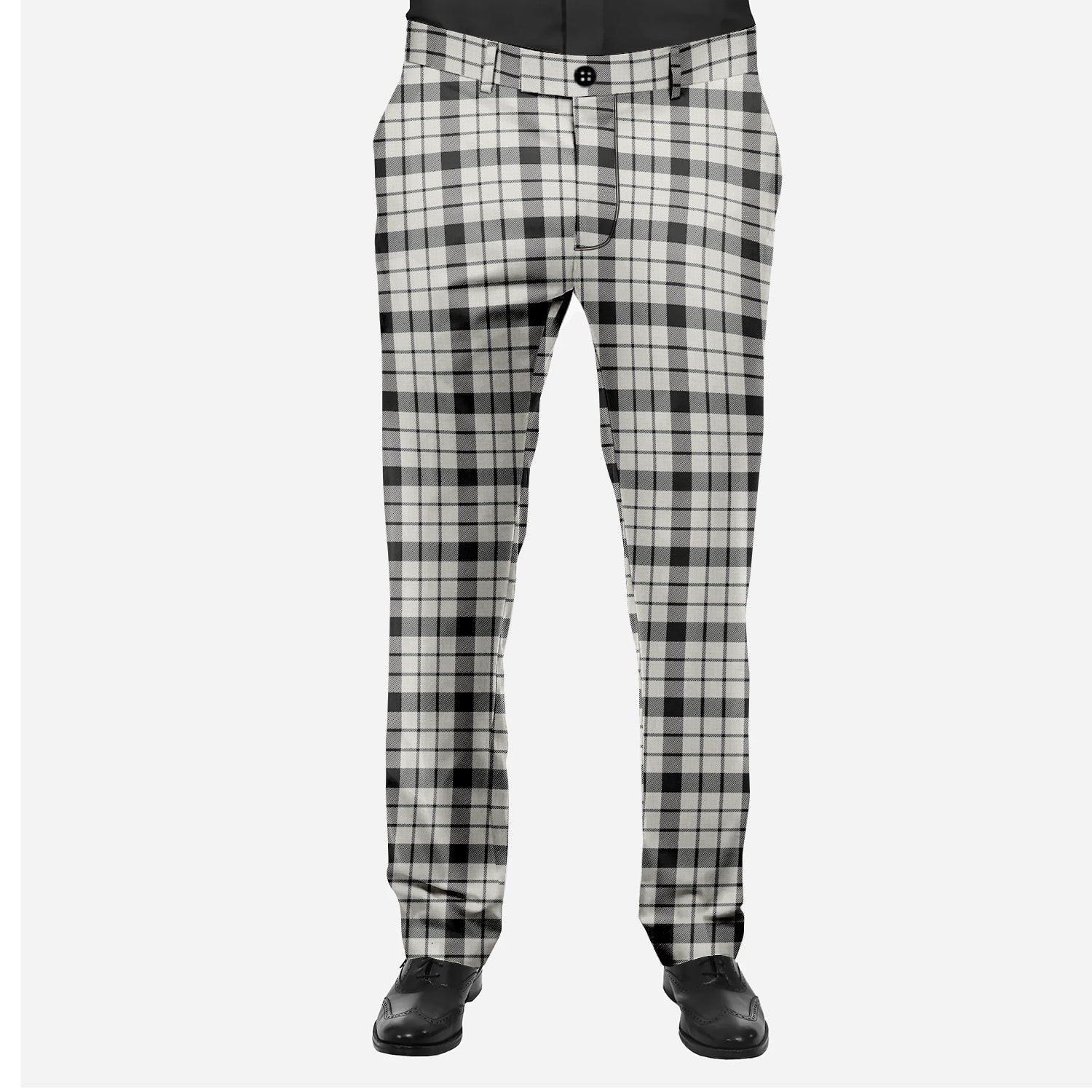 ScotsTee Shop Scottish McFarland Black White Ancient Men's Tartan Trousers Plaid Trews - Regular Fit