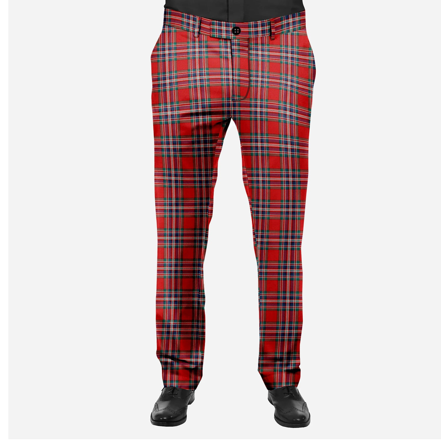 ScotsTee Shop Scottish McFarland Red Modern Men's Tartan Trousers Plaid Trews - Regular Fit