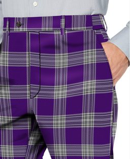 ScotsTee Shop Scottish Menzies Mauve and White Men's Tartan Trousers Plaid Trews - Regular Fit